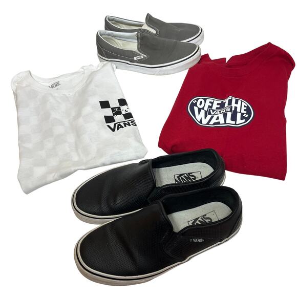 VANS OFF THE WALL T Shirt Shoes Lot of 4 Skater Casual Comfort Loafers S 8W 6.5M - Picture 1 of 11